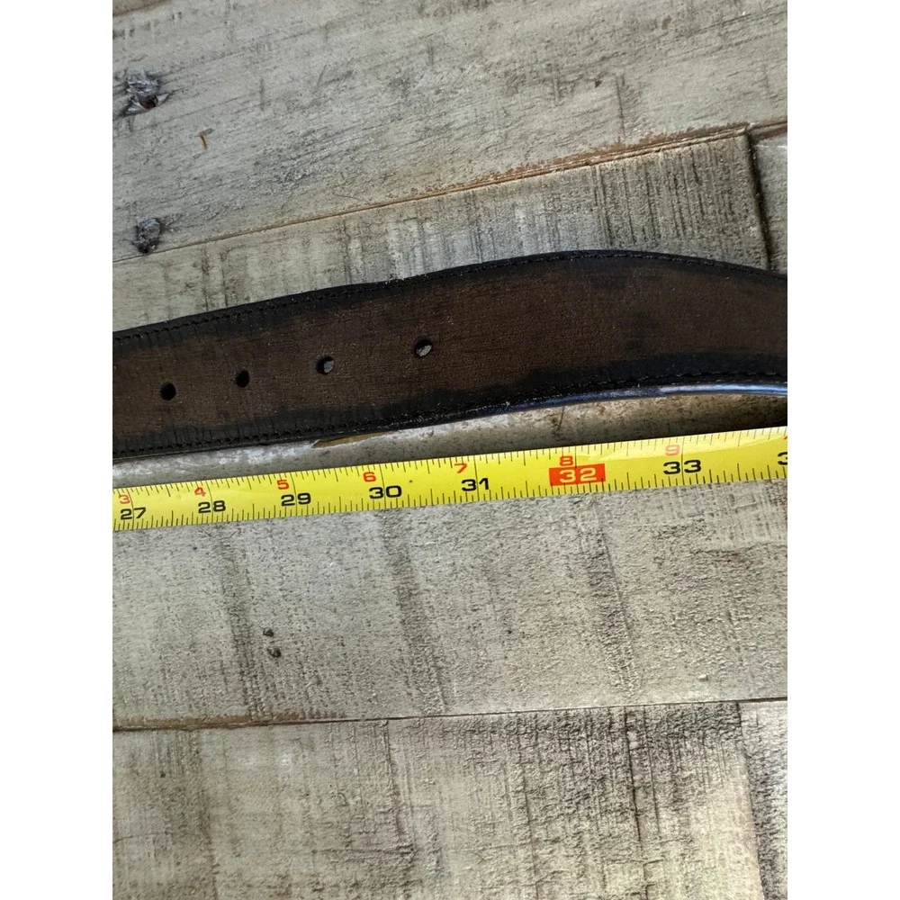 Genuine Leather Floral Embroidered Western‎ Belt Brown Bronze Buckle Size S boho